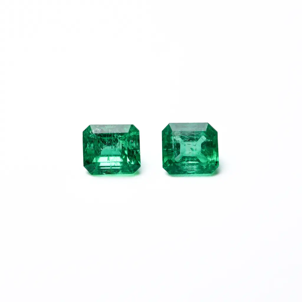 Pair of green 0.73 ct. emerald