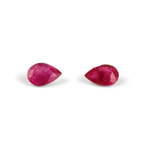 [R202427] Pair of purplish red total 1 ct. Ruby in pear
